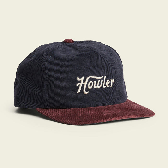 Howler Unstructured Snapback Hat Howler Script Navy/Burgundy